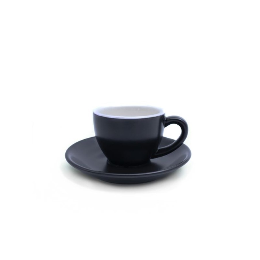 Espresso Kopjes Mokken Fabriek | Nero Espresso Kop En Schotel Mat Zwart 7,5 Cl