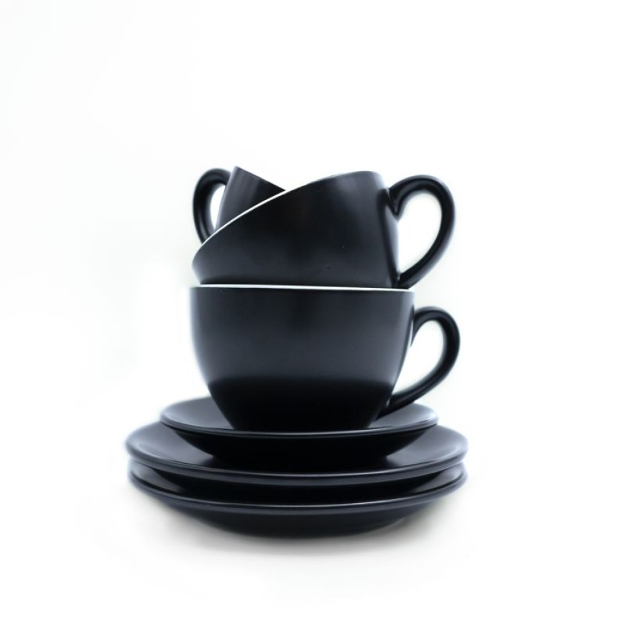 Espresso Kopjes Mokken Fabriek | Nero Espresso Kop En Schotel Mat Zwart 7,5 Cl