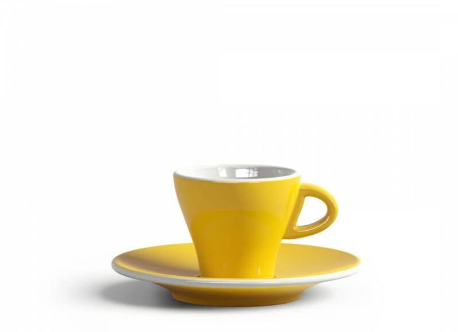 Espresso Kopjes Mokken Fabriek | Gardenia Espresso Kop En Schotel Licht Geel 6,5 Cl.