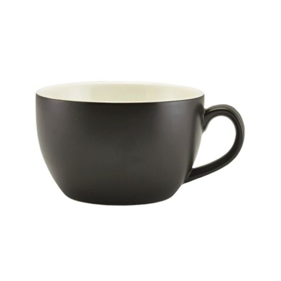 Cappuccino Kopjes Mokken Fabriek | Gw Cappuccino Kop Mat Zwart 25 Cl. Kop En Schotel