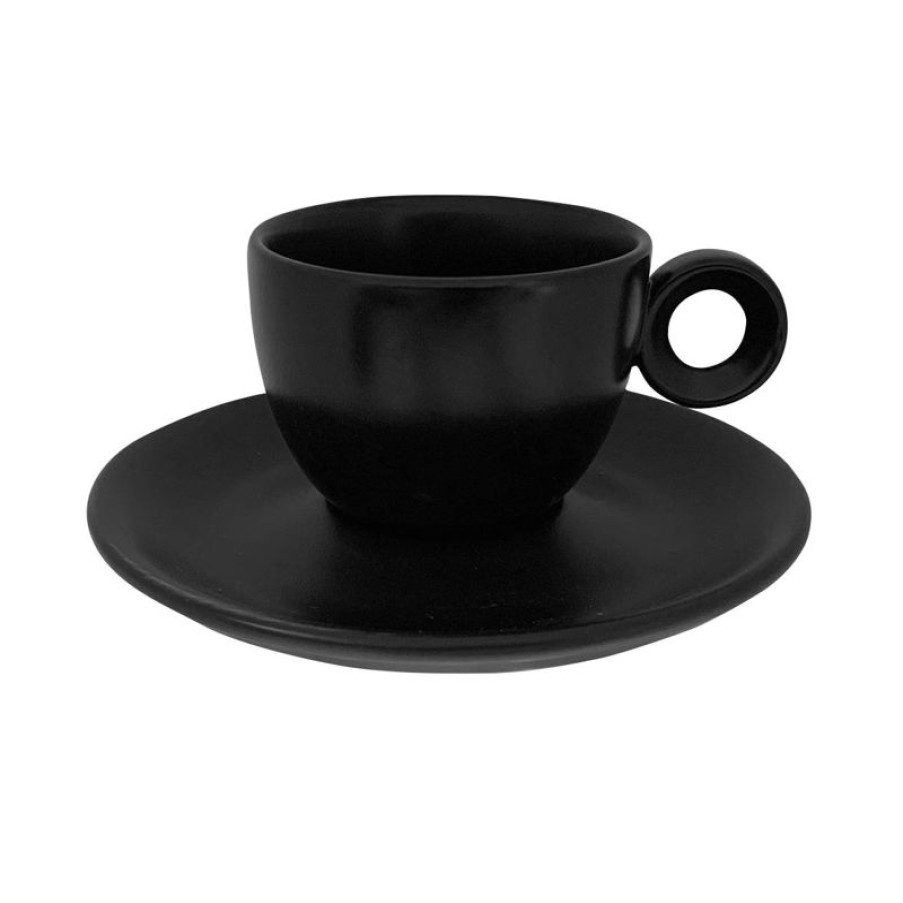 Koffiekopjes Mokken Fabriek | Bola Koffiekop Mat Zwart 15 Cl. Set