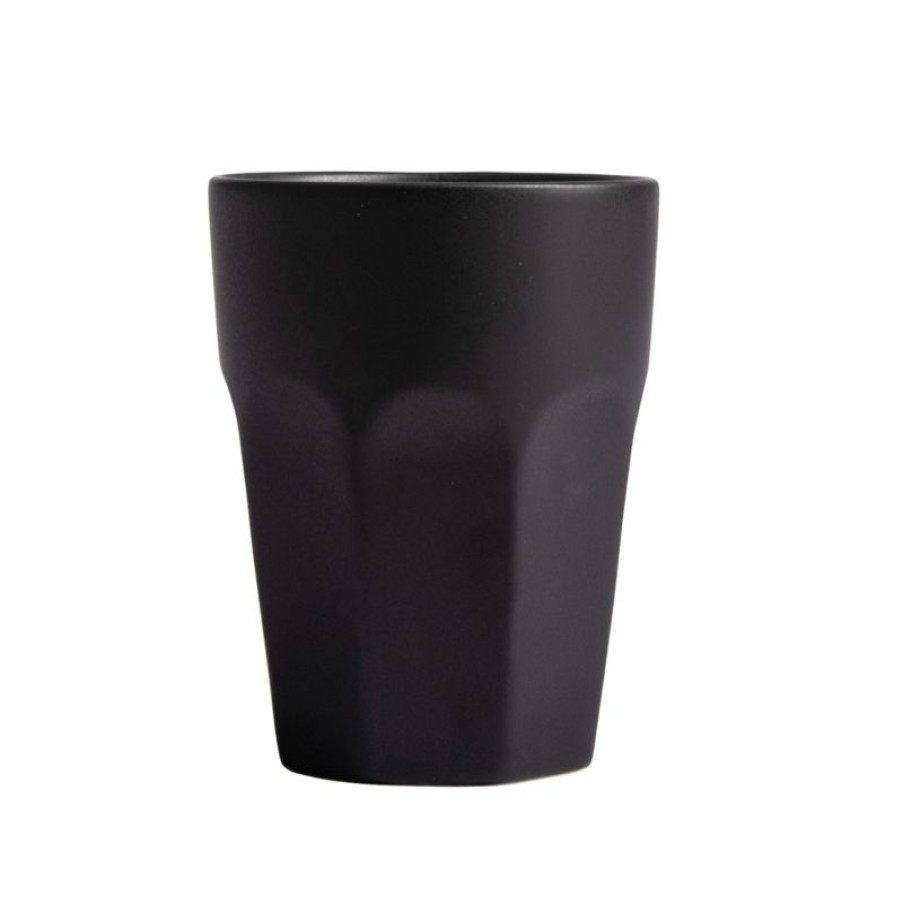 Mokken Mokken Fabriek | Mat Zwarte Mok Zonder Oor Facet 22 Cl.
