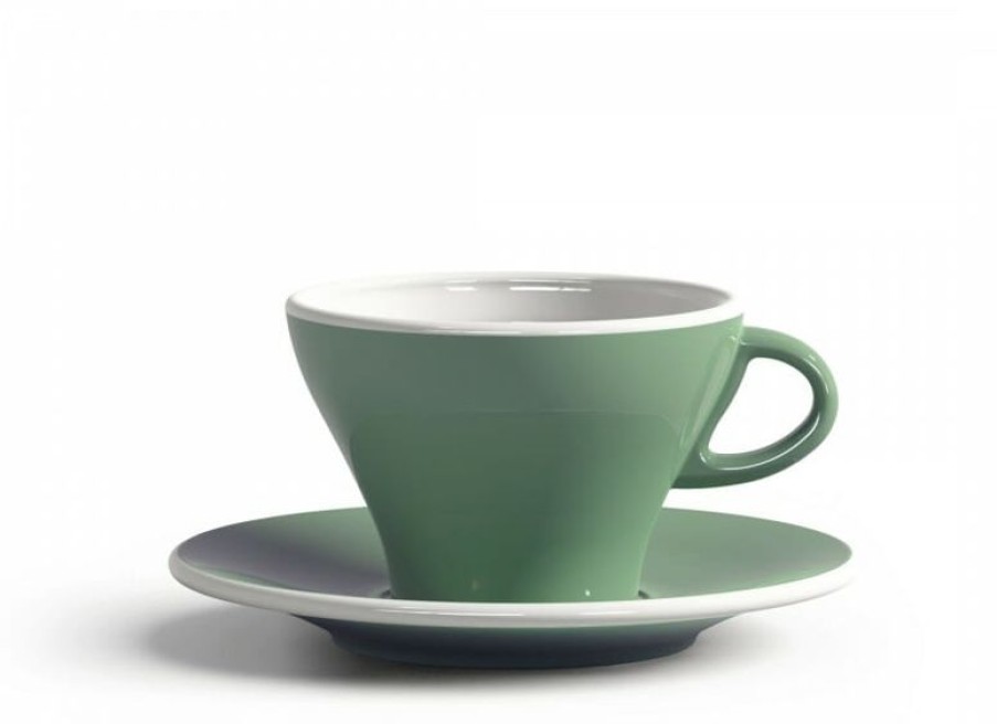 Cappuccino Kopjes Mokken Fabriek | Gardenia Cappuccino Kop En Schotel Licht Groen 26,5 Cl.