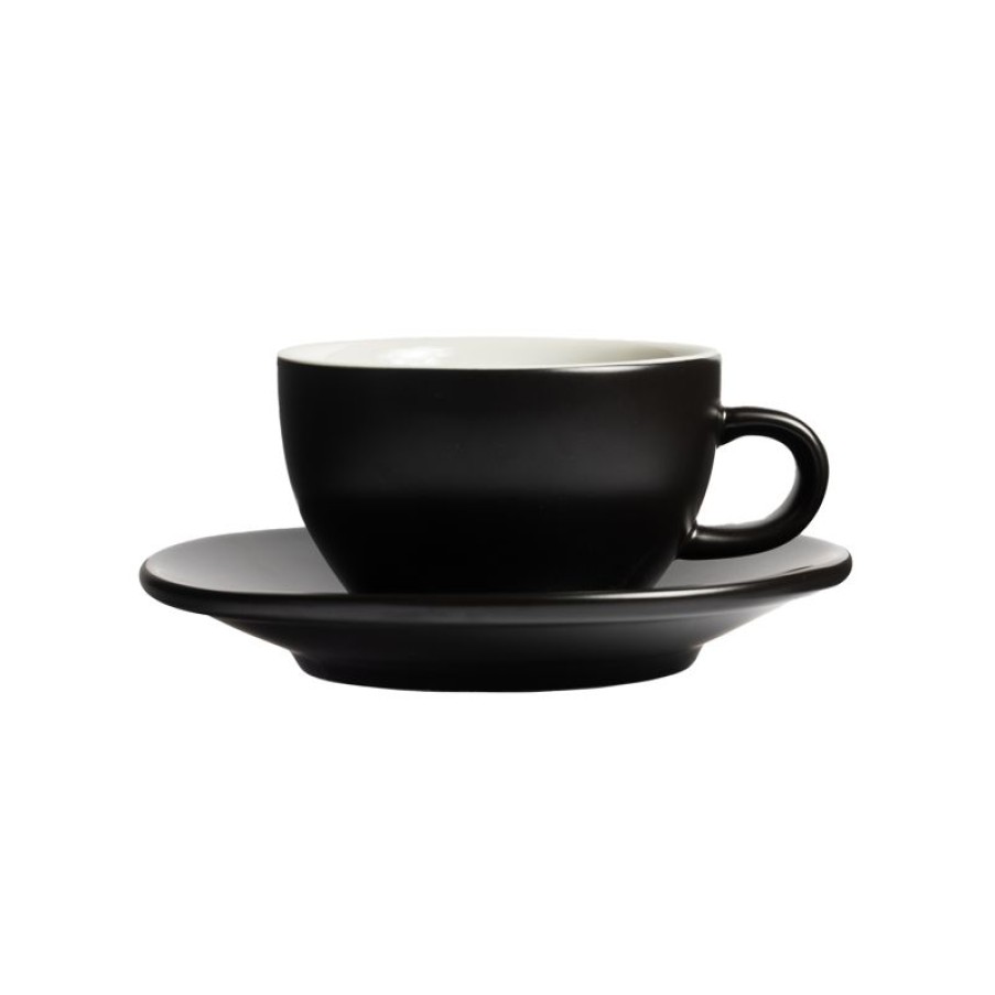 Cappuccino Kopjes Mokken Fabriek | Club House Tulipano Latte Kop & Schotel Mat Zwart 26 Cl.
