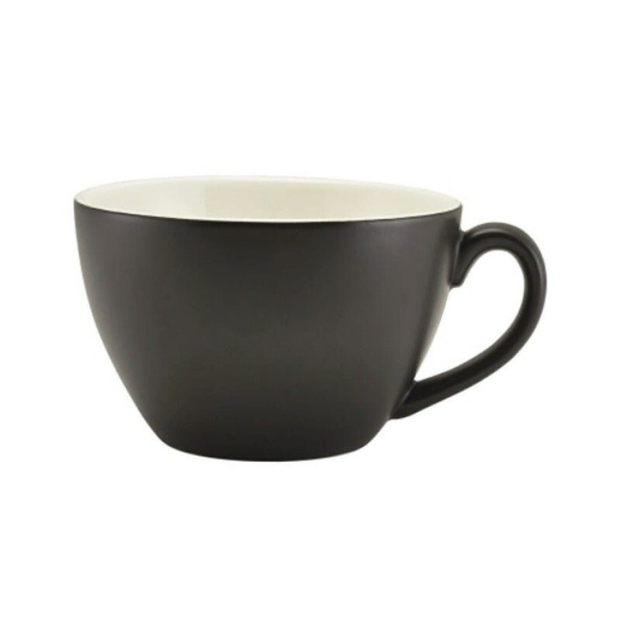 Cappuccino Kopjes Mokken Fabriek | Latte Kop Mat Zwart 34 Cl. Kop En Schotel