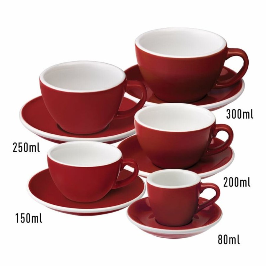 Cappuccino Kopjes Mokken Fabriek | Egg Cappuccino Kop & Schotel 20 Cl. Rood