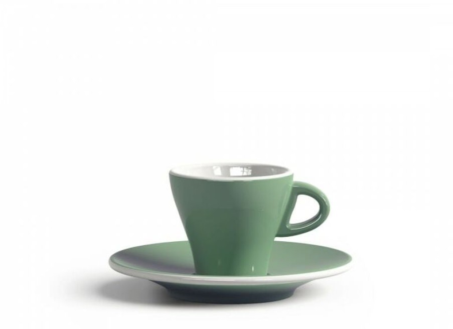 Espresso Kopjes Mokken Fabriek | Gardenia Espresso Kop En Schotel Licht Groen 6,5 Cl.