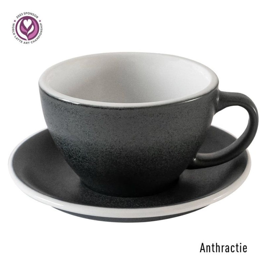 Cappuccino Kopjes Mokken Fabriek | Egg Latte Kop & Schotel 30 Cl. Anthracite