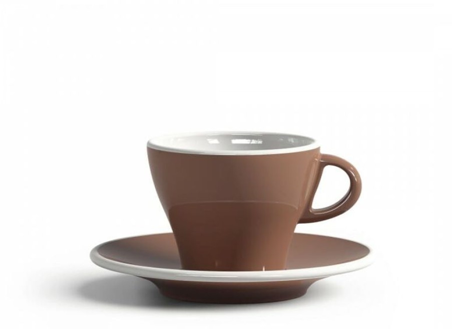 Koffiekopjes Mokken Fabriek | Gardenia Koffiekop En Schotel Licht Bruin 18,5 Cl.