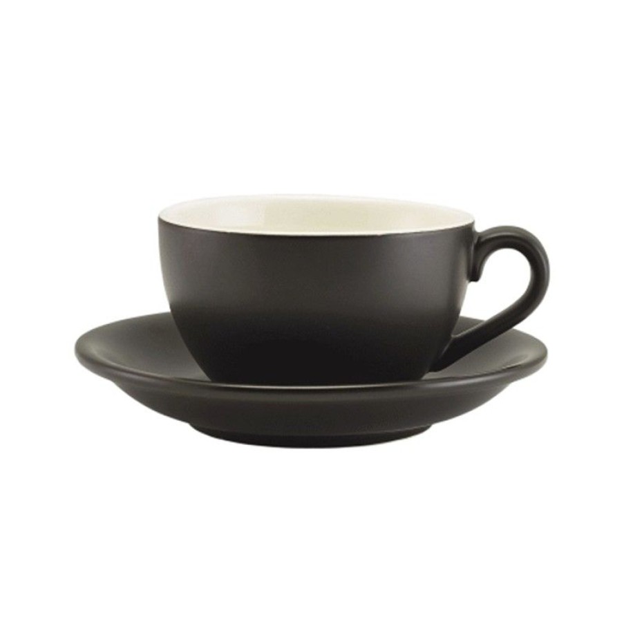 Koffiekopjes Mokken Fabriek | Gw Koffiekop Mat Zwart 17,5 Cl. Kop En Schotel