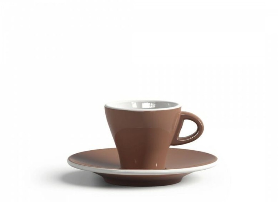 Espresso Kopjes Mokken Fabriek | Gardenia Espresso Kop En Schotel Licht Bruin 6,5 Cl.