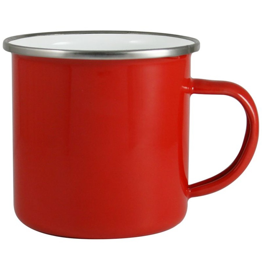 Mokken Mokken Fabriek | Emaille Retro Mok Rood 30 Cl.