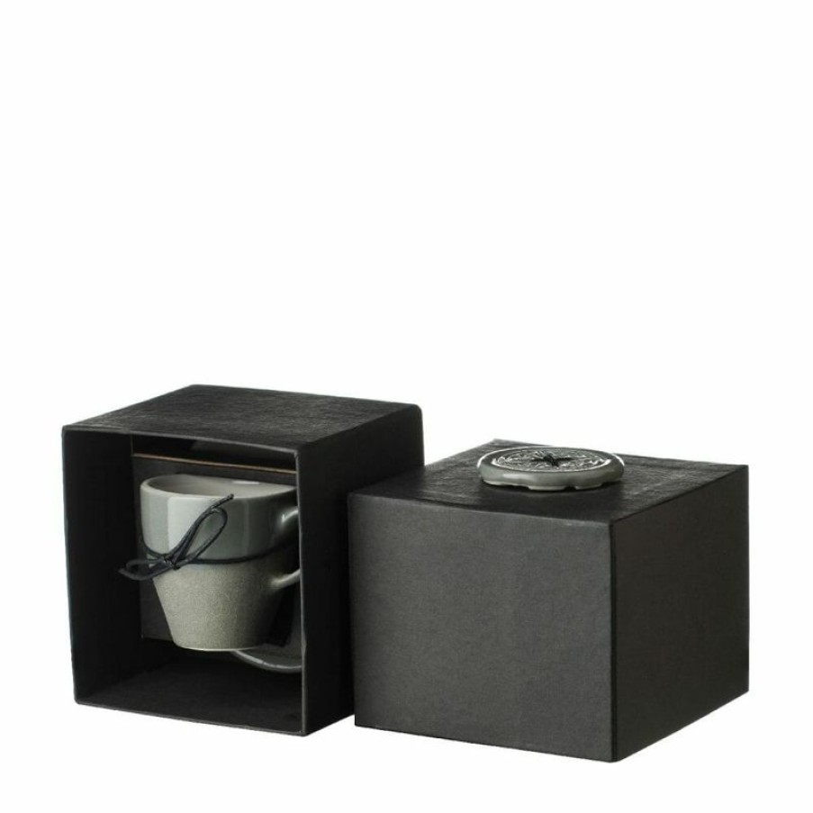 Espresso Kopjes Mokken Fabriek | Batik Espresso Gray Sand Kop & Schotel 8 Cl.