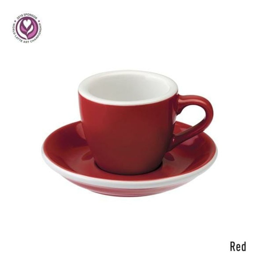 Espresso Kopjes Mokken Fabriek | Egg Espresso Kop & Schotel 8 Cl. Rood
