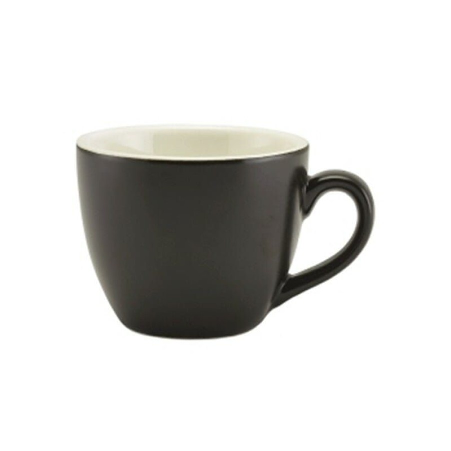 Espresso Kopjes Mokken Fabriek | Gw Espresso Kop Mat Zwart 9 Cl. Kop En Schotel