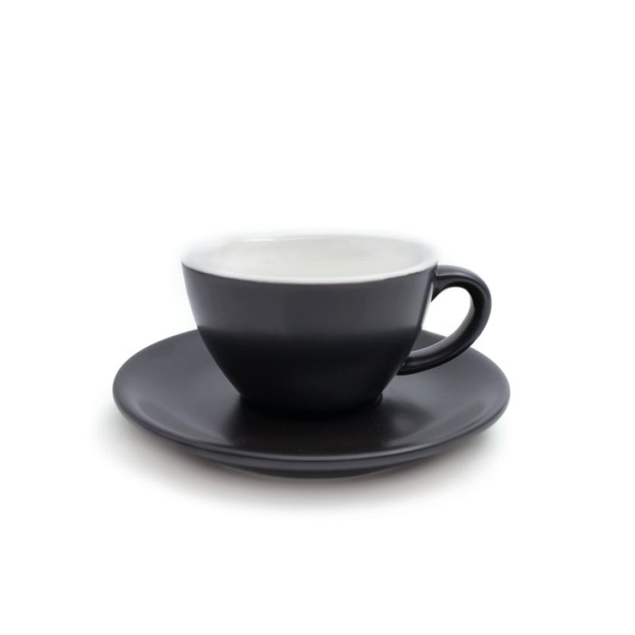 Koffiekopjes Mokken Fabriek | Nero Lungo Kop En Schotel Mat Zwart 15 Cl
