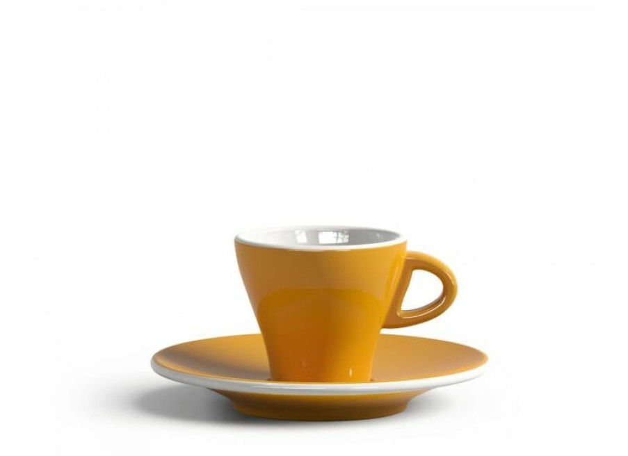 Espresso Kopjes Mokken Fabriek | Gardenia Espresso Kop En Schotel Donker Geel 6,5 Cl.