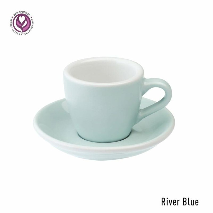Espresso Kopjes Mokken Fabriek | Egg Espresso Kop & Schotel 8 Cl. River Blue