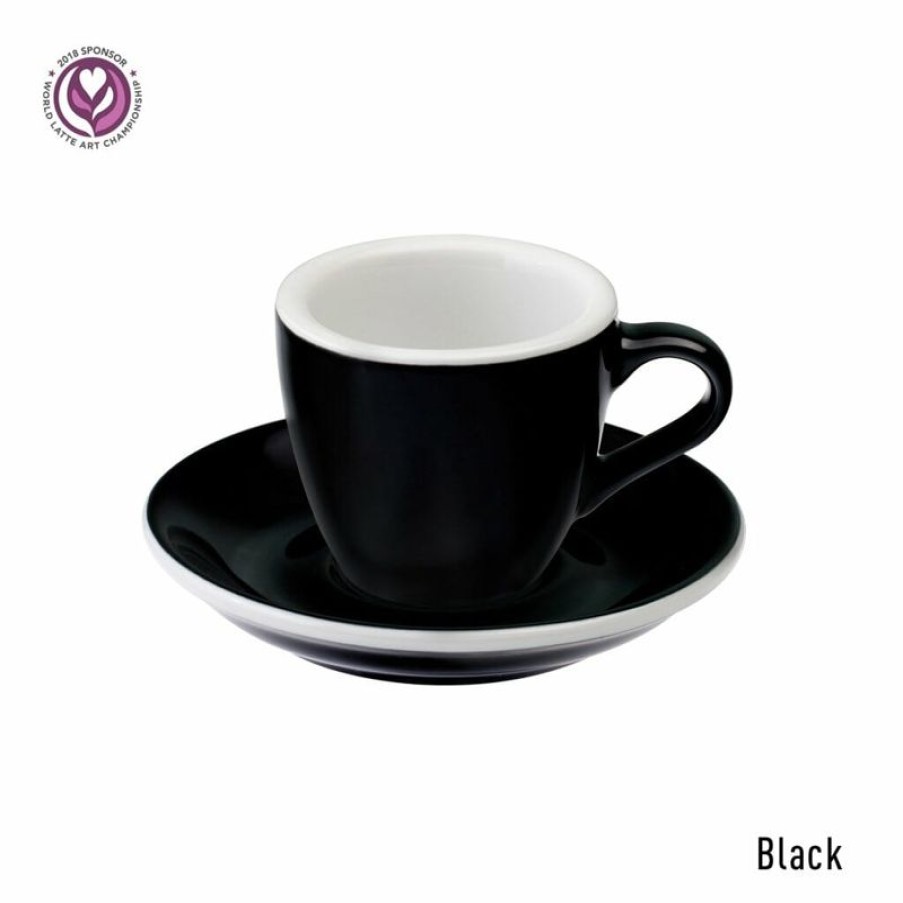 Espresso Kopjes Mokken Fabriek | Egg Espresso Kop & Schotel 8 Cl. Zwart