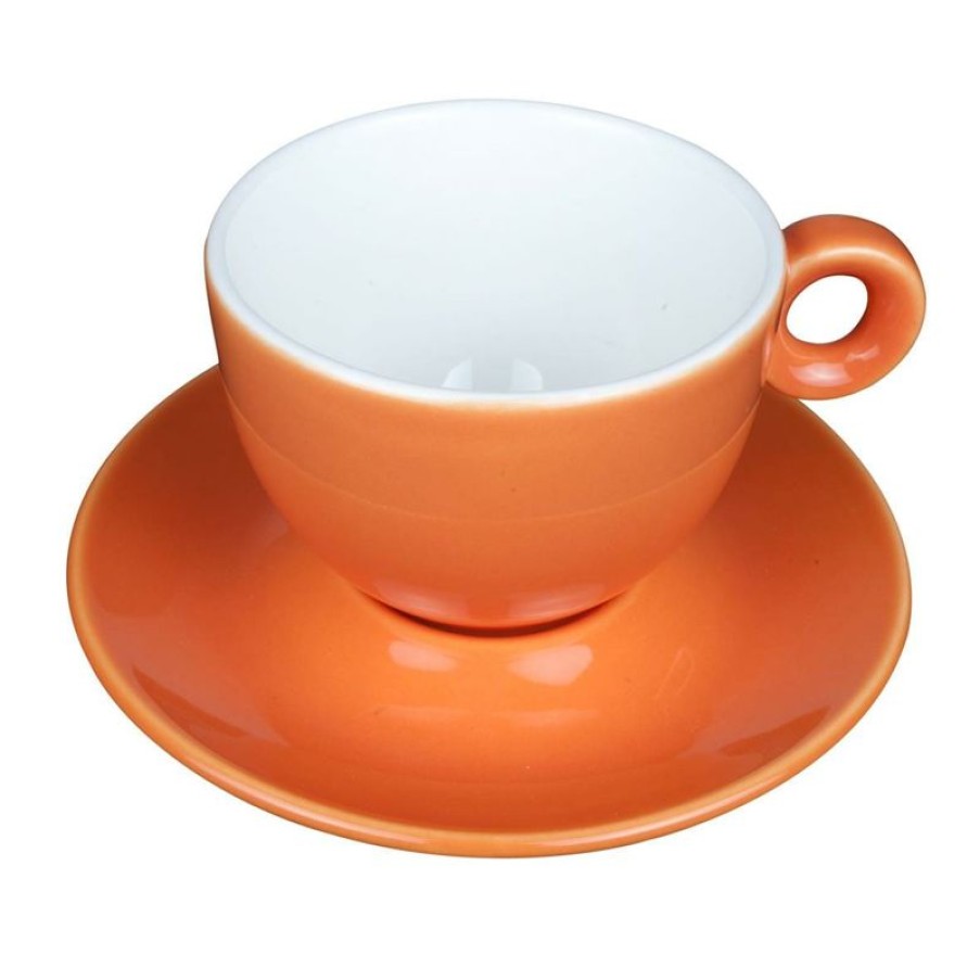 Cappuccino Kopjes Mokken Fabriek | Bola Cappuccino Oranje-Roomwit Set