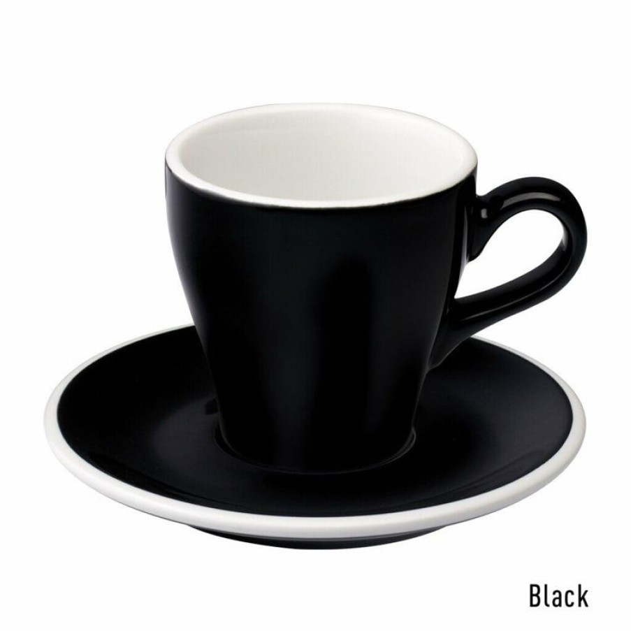 Koffiekopjes Mokken Fabriek | Tulip Koffie Kop & Schotel 18 Cl. Zwart