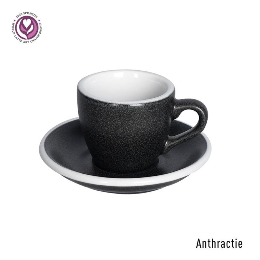 Espresso Kopjes Mokken Fabriek | Egg Espresso Kop & Schotel 8 Cl. Anthracite