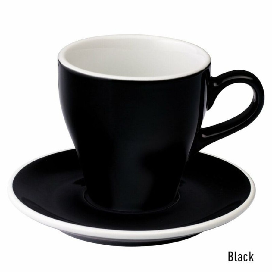 Cappuccino Kopjes Mokken Fabriek | Tulip Cappuccino Kop & Schotel 28 Cl. Zwart