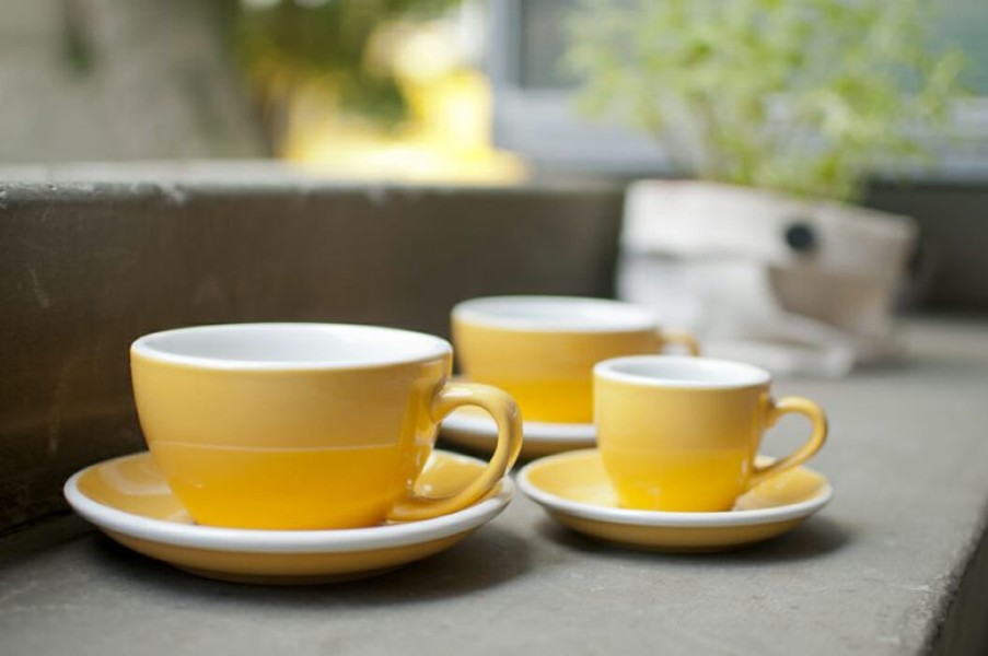 Cappuccino Kopjes Mokken Fabriek | Egg Cappuccino Kop & Schotel 20 Cl. Geel