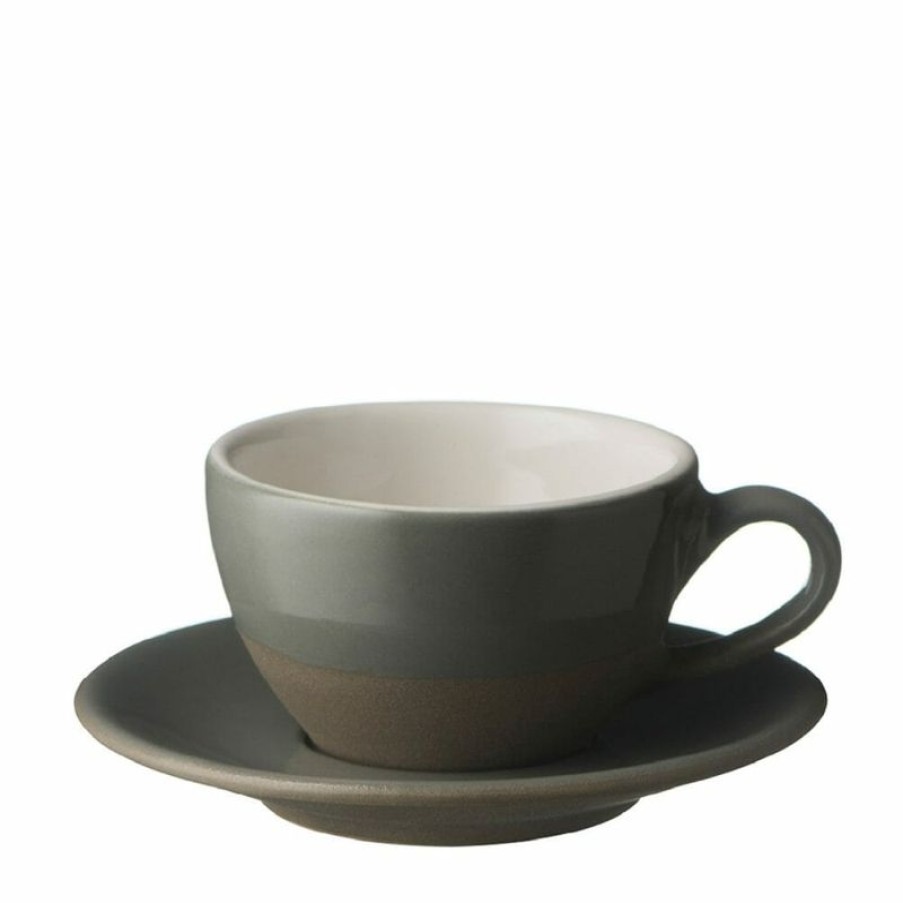 Koffiekopjes Mokken Fabriek | Batik Coffee Gray Sand Kop & Schotel 15 Cl.