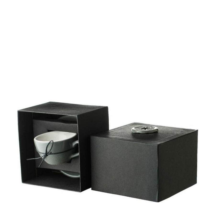 Koffiekopjes Mokken Fabriek | Batik Coffee Gray Sand Kop & Schotel 15 Cl.