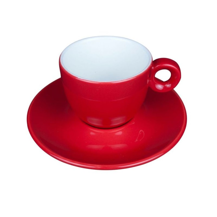 Koffiekopjes Mokken Fabriek | Bola Koffie Rood-Roomwit 15 Cl. Set