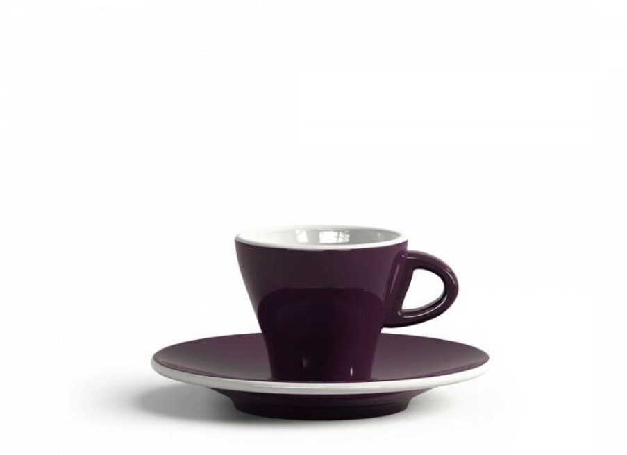 Espresso Kopjes Mokken Fabriek | Gardenia Espresso Kop En Schotel Violet 6,5 Cl.