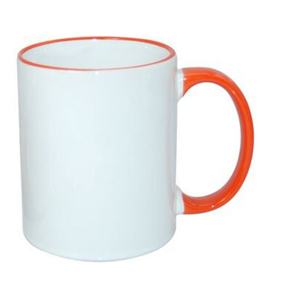 Mokken Mokken Fabriek | Sublimok Gekleurde Rand+Oor Oranje 25 Cl.