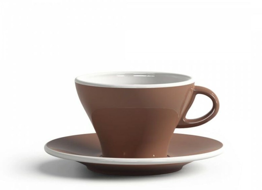 Cappuccino Kopjes Mokken Fabriek | Gardenia Cappuccino Kop En Schotel Licht Bruin 26,5 Cl.