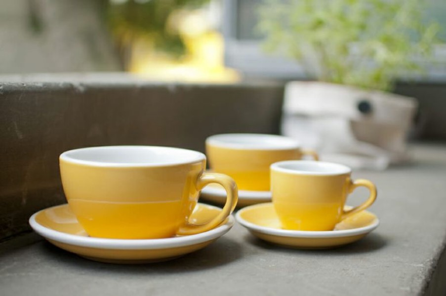 Cappuccino Kopjes Mokken Fabriek | Egg Cappuccino Kop 20 Cl. Geel