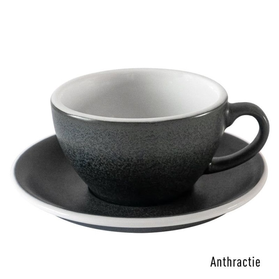 Cappuccino Kopjes Mokken Fabriek | Egg Cappuccino Kop & Schotel 25 Cl. Anthracite