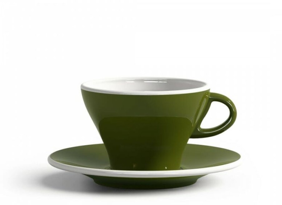Cappuccino Kopjes Mokken Fabriek | Gardenia Cappuccino Kop En Schotel Groen 26,5 Cl.