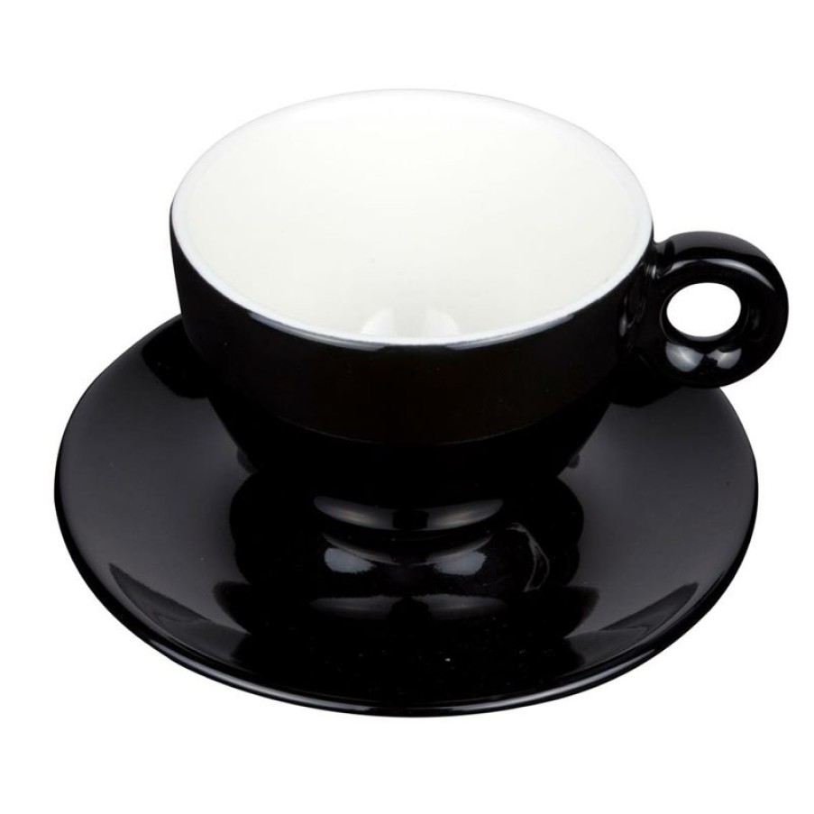 Cappuccino Kopjes Mokken Fabriek | Bola Cappuccino Zwart-Roomwit 20 Cl. Set