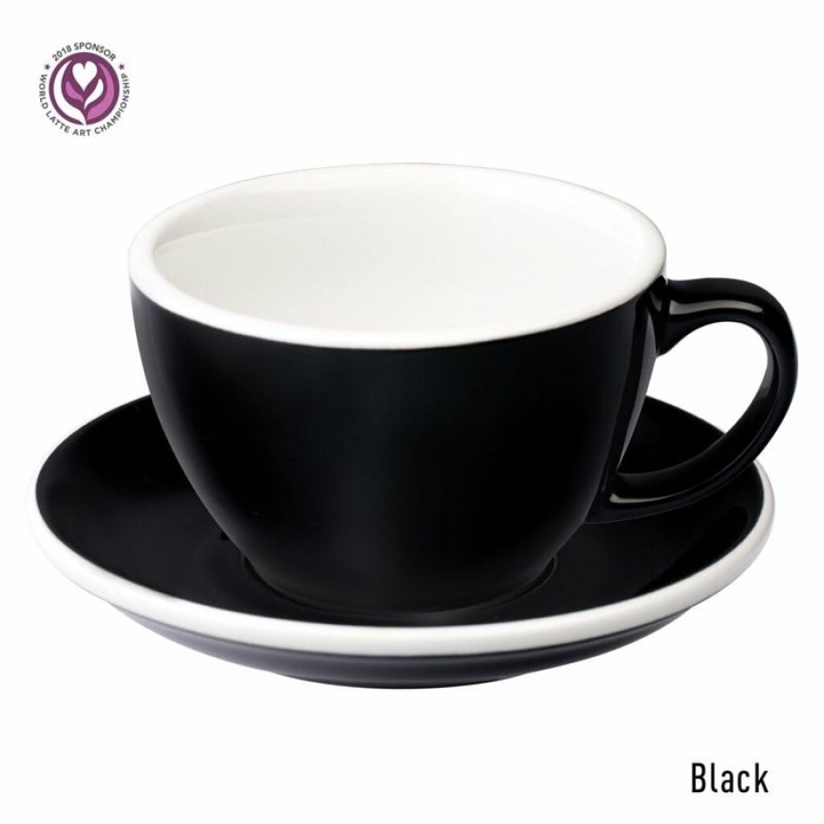 Cappuccino Kopjes Mokken Fabriek | Egg Latte Kop & Schotel 30 Cl. Zwart
