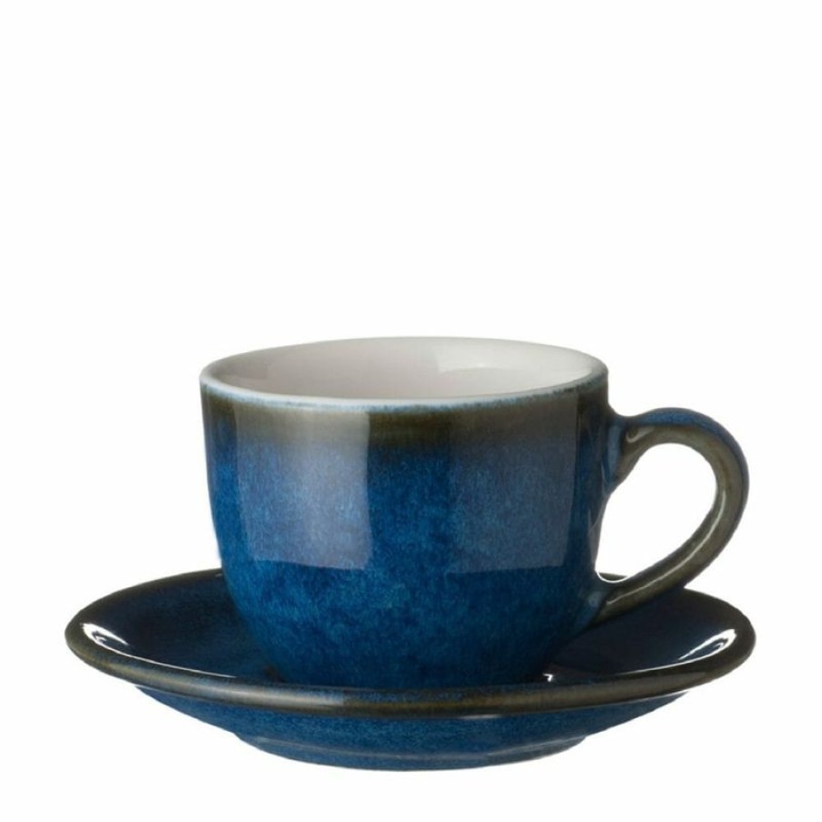 Espresso Kopjes Mokken Fabriek | Batik Espresso Blue Kop & Schotel 8 Cl.