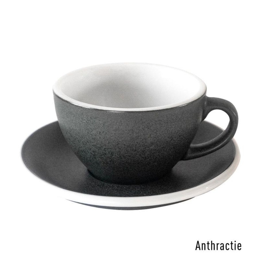 Cappuccino Kopjes Mokken Fabriek | Egg Cappuccino Kop & Schotel 20 Cl. Anthracite
