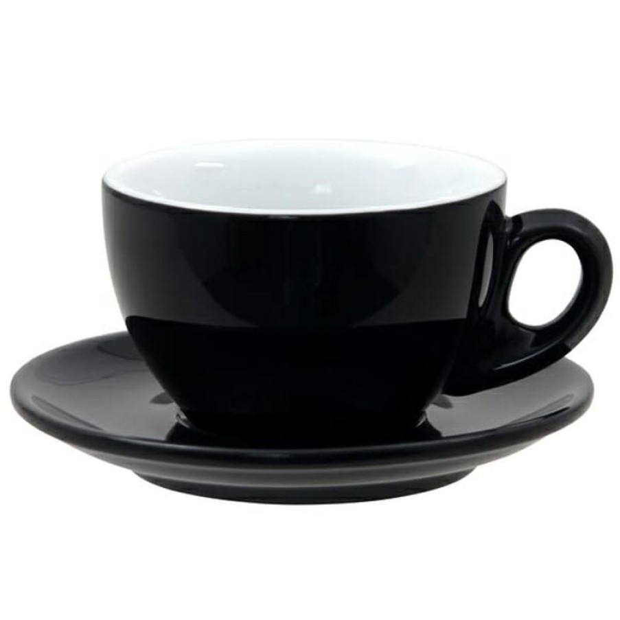 Cappuccino Kopjes Mokken Fabriek | Rosa Cappuccino Zwart 30 Cl. Set