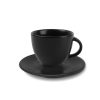 Koffiekopjes Mokken Fabriek | Kop En Schotel Rondo Mat Zwart 15 Cl.