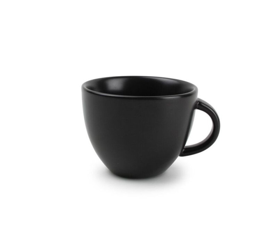 Koffiekopjes Mokken Fabriek | Kop En Schotel Rondo Mat Zwart 15 Cl.
