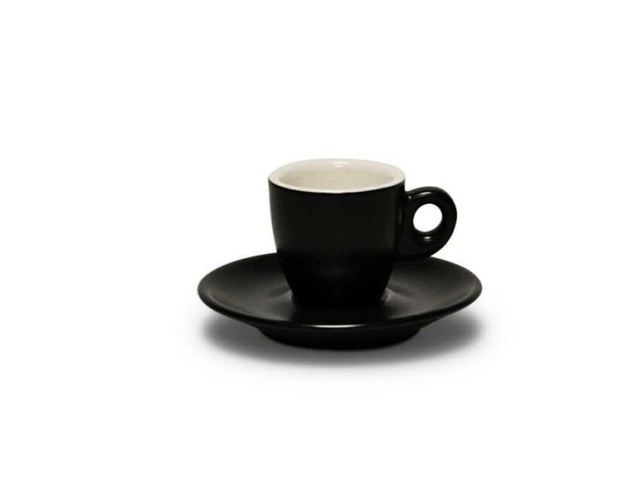 Espresso Kopjes Mokken Fabriek | Giacinto Espresso Mat Zwart 6,5 Cl. Set