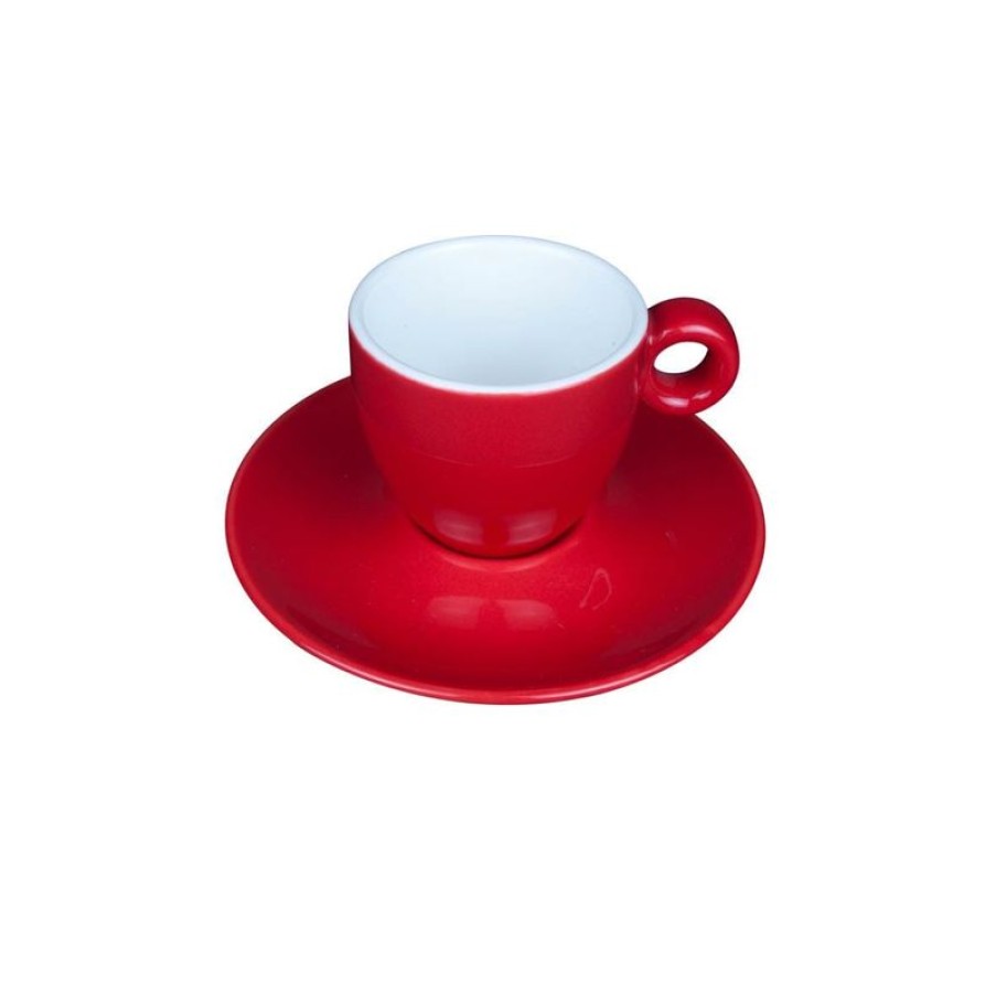 Espresso Kopjes Mokken Fabriek | Bola Espresso Rood-Roomwit 8 Cl. Set