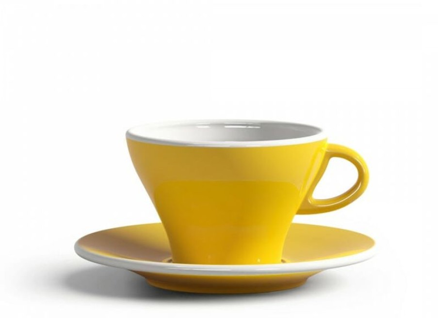 Cappuccino Kopjes Mokken Fabriek | Gardenia Cappuccino Kop En Schotel Licht Geel 26,5 Cl.
